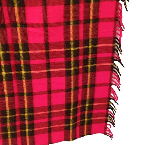 Vintage Faribo Catnapper Plaid Blanket 45" x 50" NWT New NOS Tartan Red Yellow - Picture 7 of 12